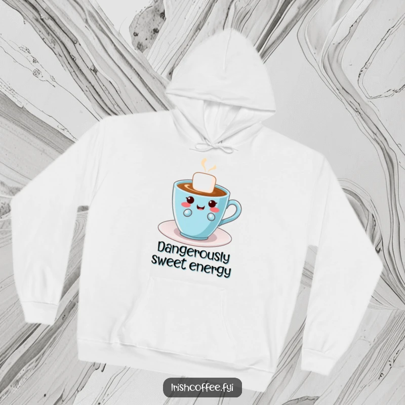Funny hoodie with a cute, giggling sugar cube illustration, exuding mischief and warmth for a cozy, humorous feel.