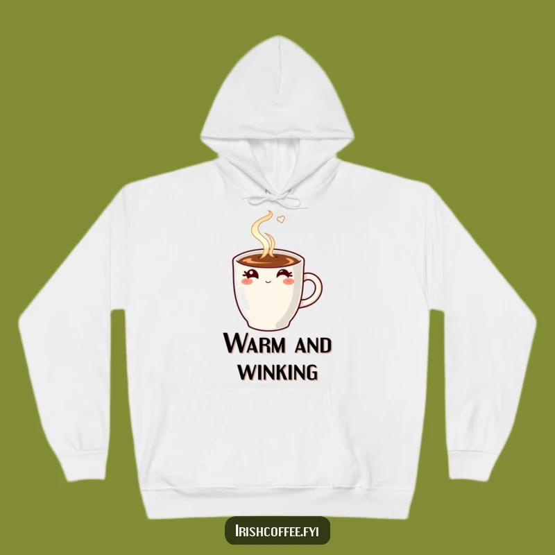Funny Winking Coffee Mug Hoodie - Cozy Comfort for Your Daily Grind