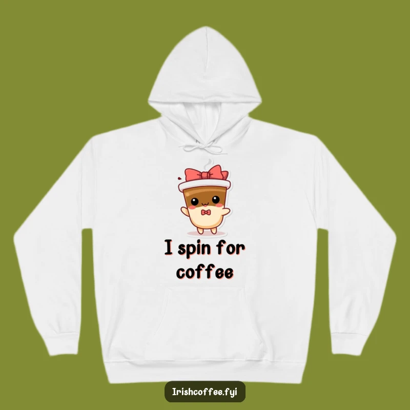 Cozy Funny Spinning Coffee Hoodie, Hilarious Character for Warm, Energetic Days
