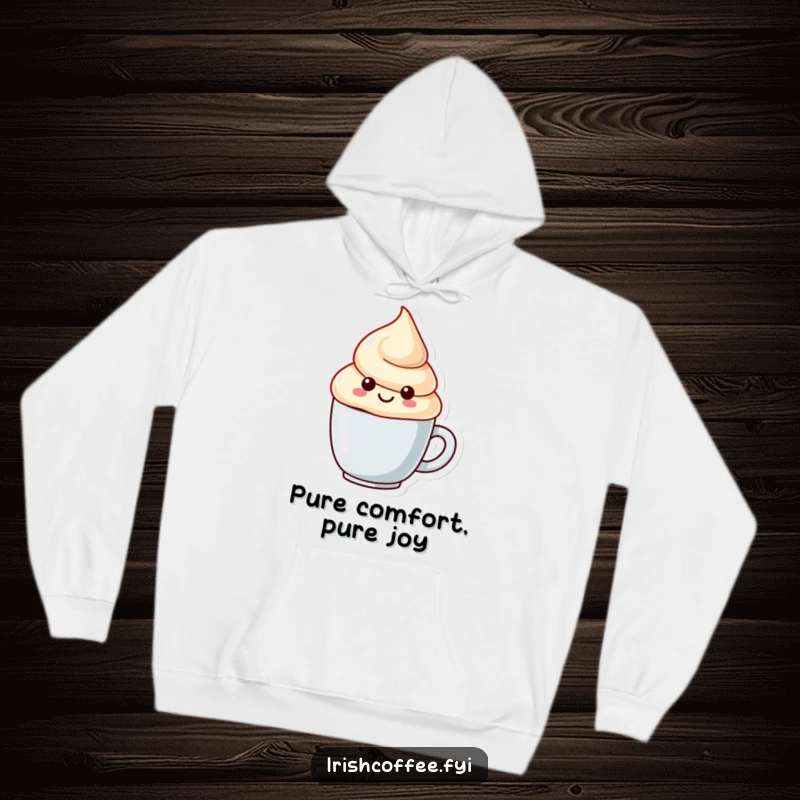 Funny hoodie with a smiling, swirly cream dollop character, offering warmth and a dose of adorable, playful humor.