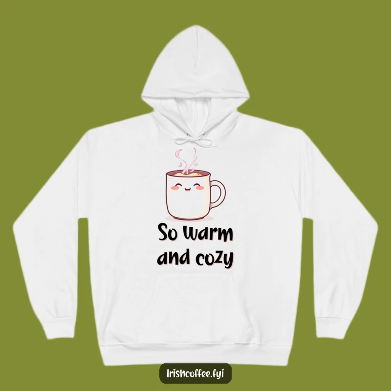 Funny Steaming Mug Character Hoodie: Cozy Rosy Blush Coffee Cup Funny Gift Apparel