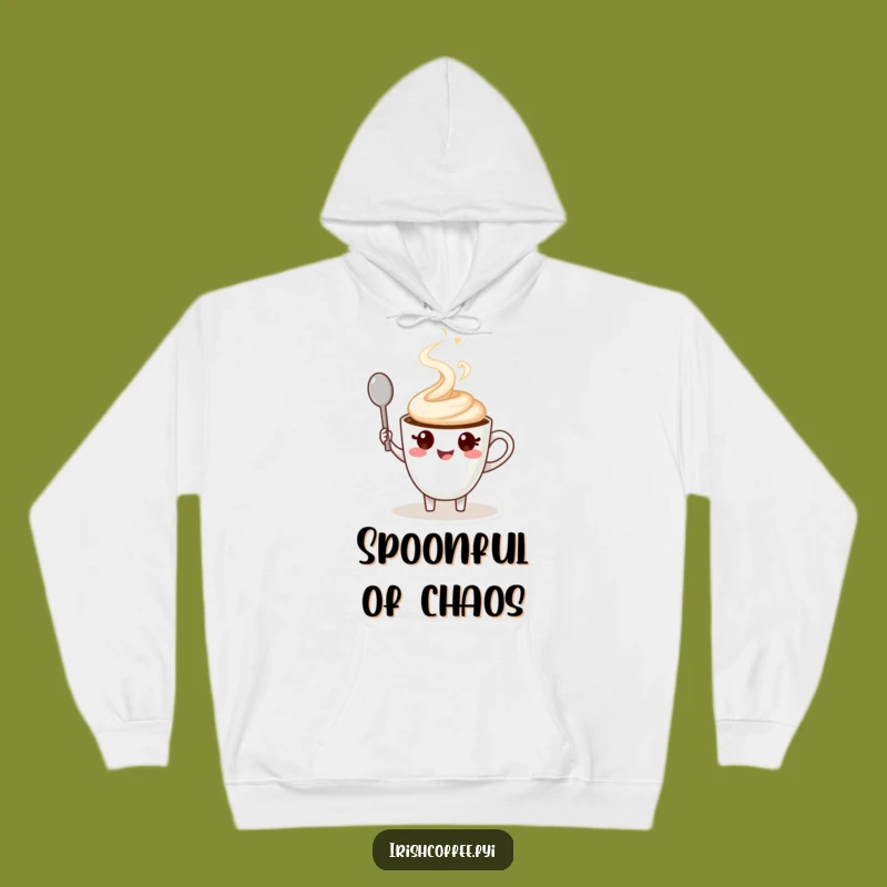 Cozy Funny Hoodie with a Waving Coffee Cup Character a Warm Gift