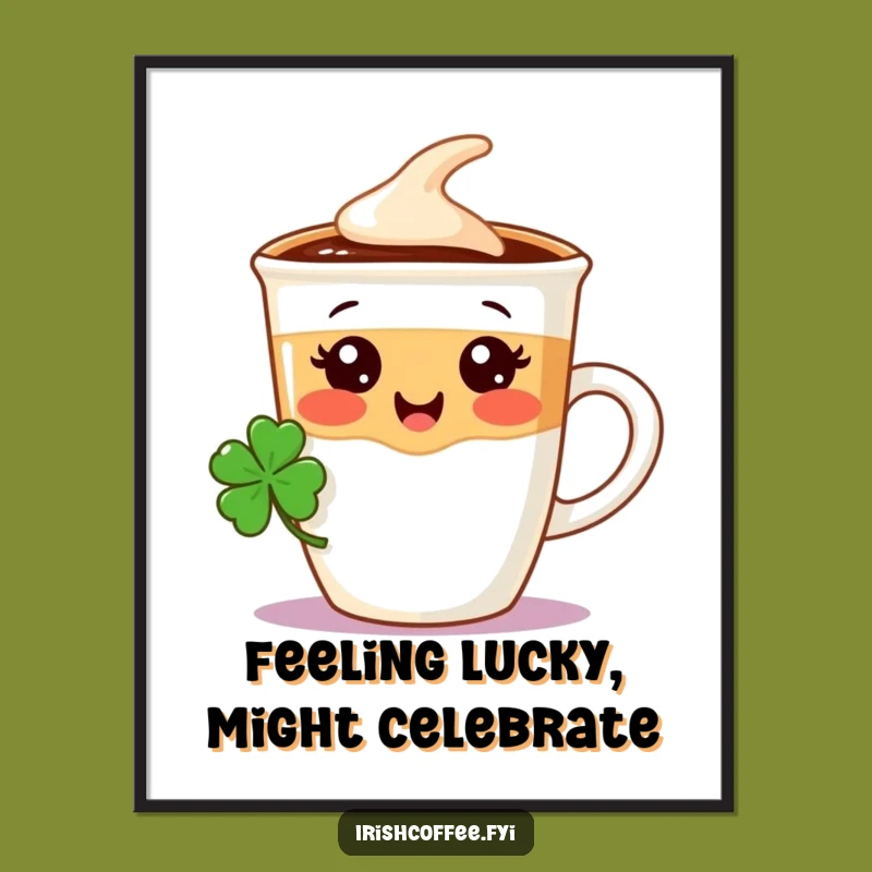 Free Printable Wall Art: Shamrock Coffee Cup Funny Humorous Downloadable Home Decor