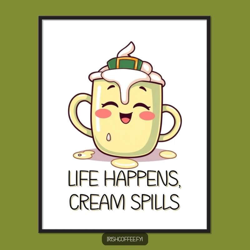 Free Printable Irish Coffee Art: Spilled Cream Funny Downloadable Decor