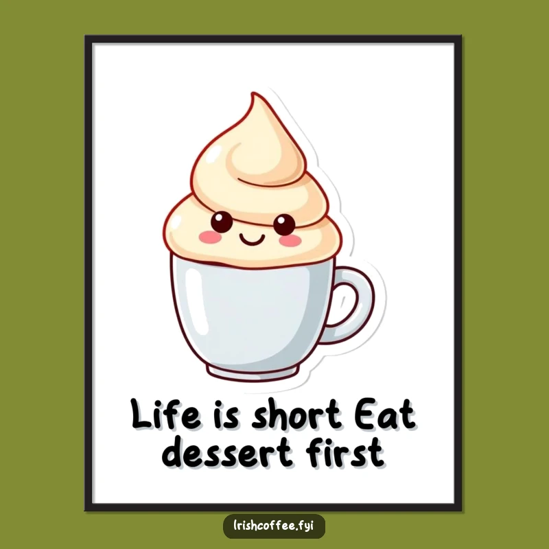 Free Printable Wall Art: Funny Cream Dollop Mug Whimsical Downloadable Home Decor