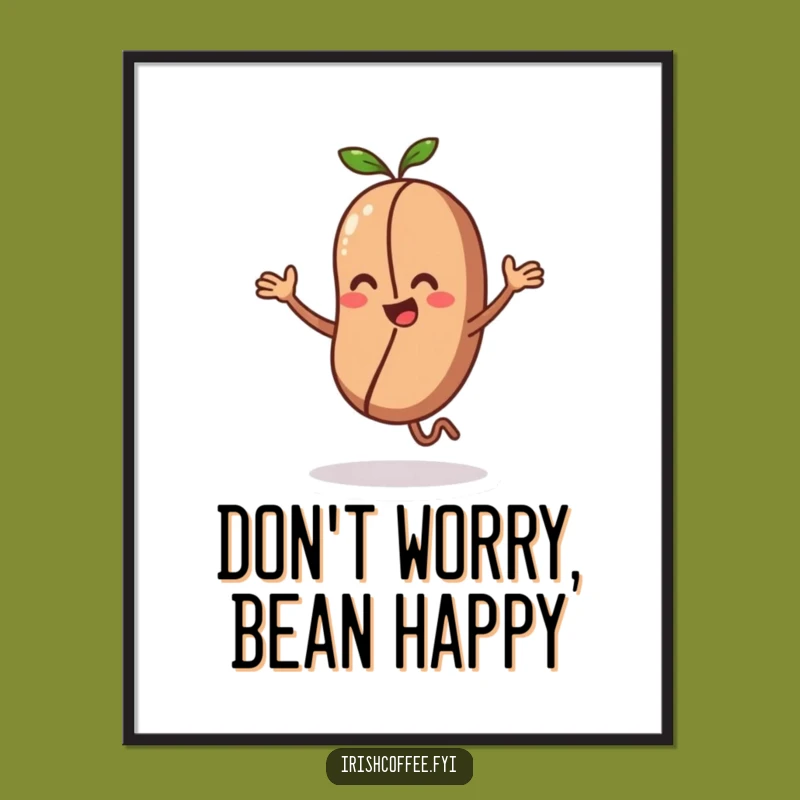Funny Free Printable Wall Art: Energetic Coffee Bean Dancer, Quirky Downloadable Decor
