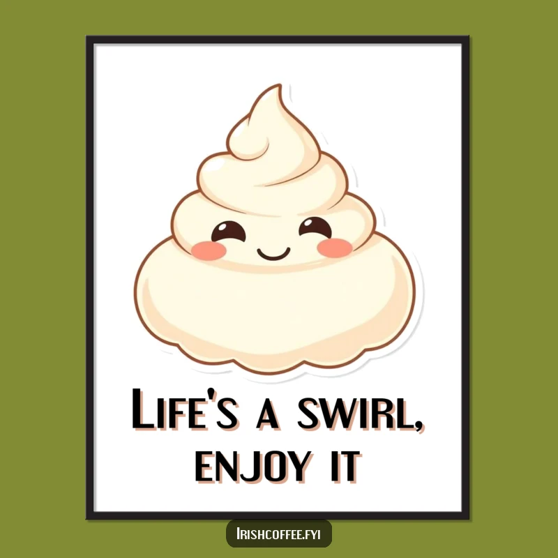 Funny Free Printable Wall Art: Smiling Cream Dollop - Sweet Kitchen Downloadable