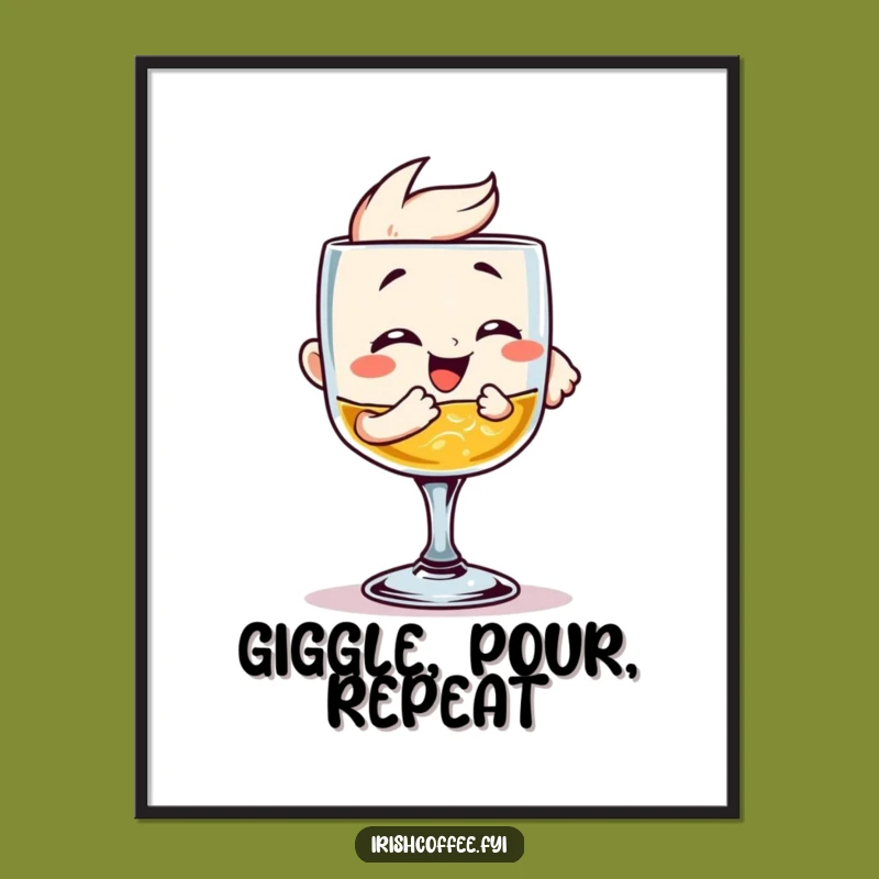 Free Printable Wall Art: Giggling Whiskey Glass Clinking Merriment, Downloadable Bar Decor