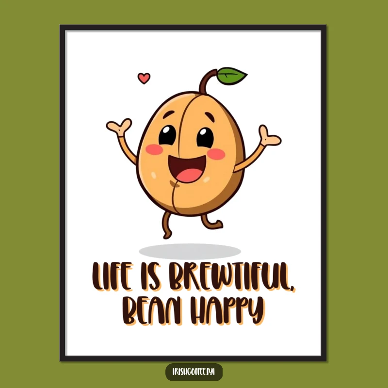 Free Printable Coffee Bean Art: Dancing Funny Downloadable Wall Decor