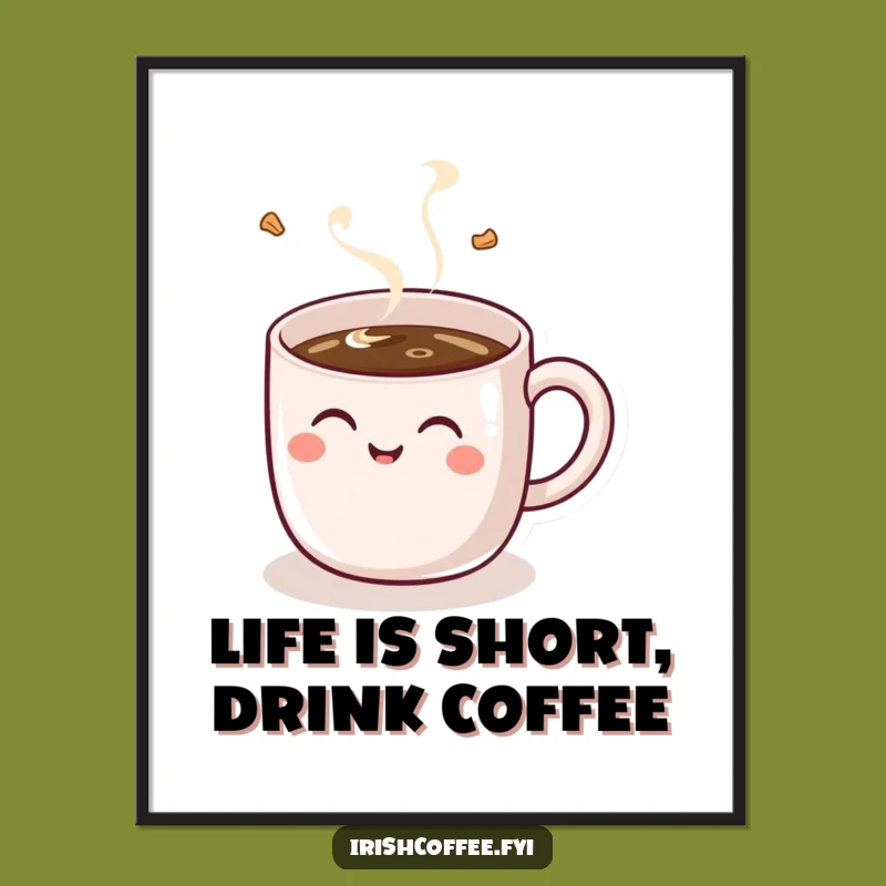 Free Printable Wall Art: Giggling Coffee Mug Funny Downloadable Art Gift