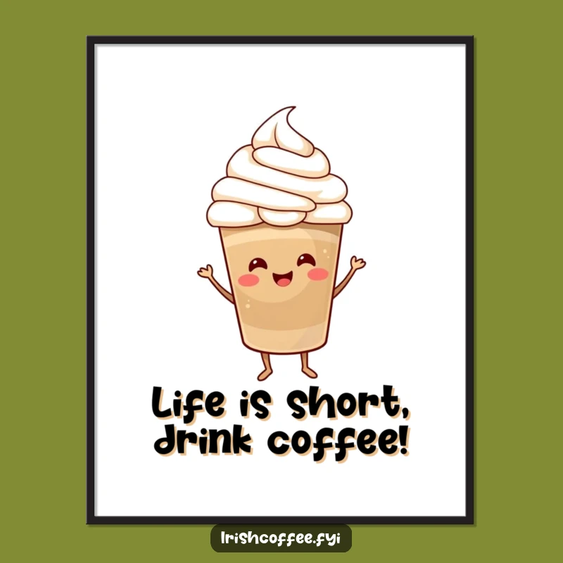 Free Printable Wall Art: Funny Coffee Dance, Whipped Cream Hat, Hilarious Downloadable Decor