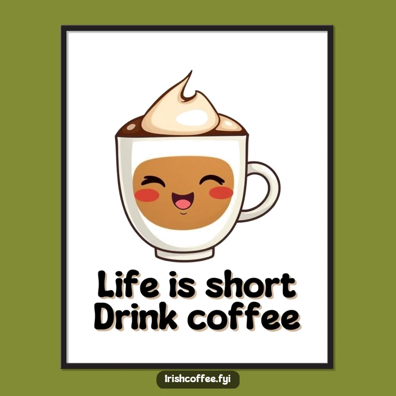 Free Printable Wall Art: Funny Winking Coffee Cup, Humorous Downloadable Decor!