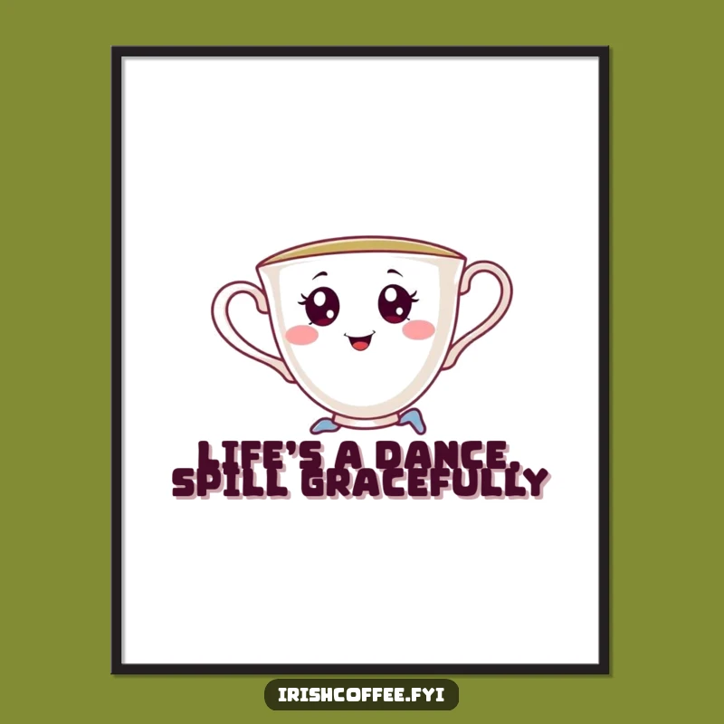 Free Printable Wall Art: Playful Teacup Pirouette - Humorous Downloadable Decor