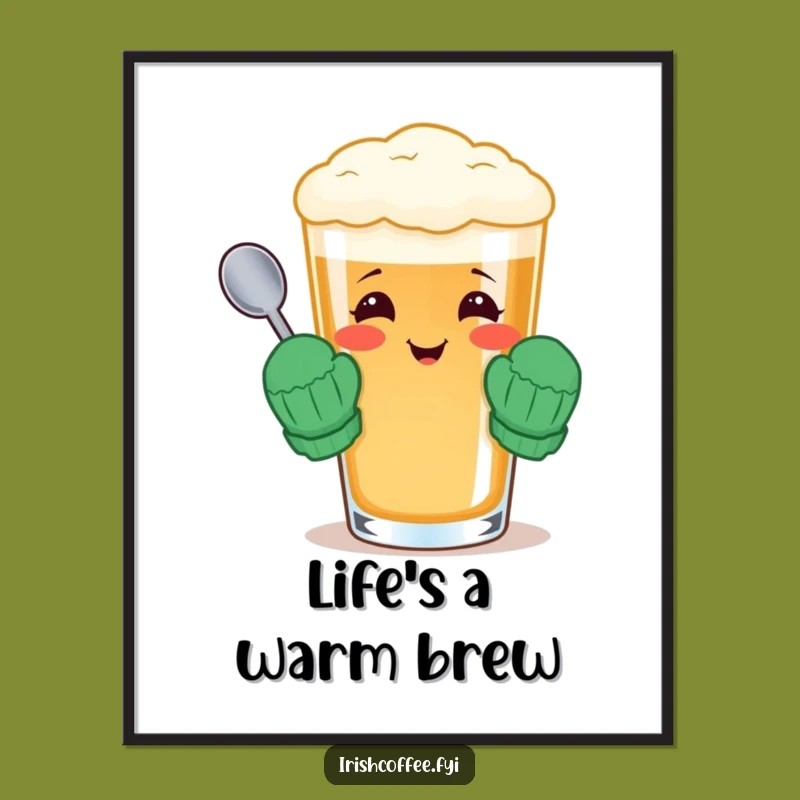 Free Printable Wall Art: Cozy Irish Coffee Glass Winter Funny Downloadable Art Gift