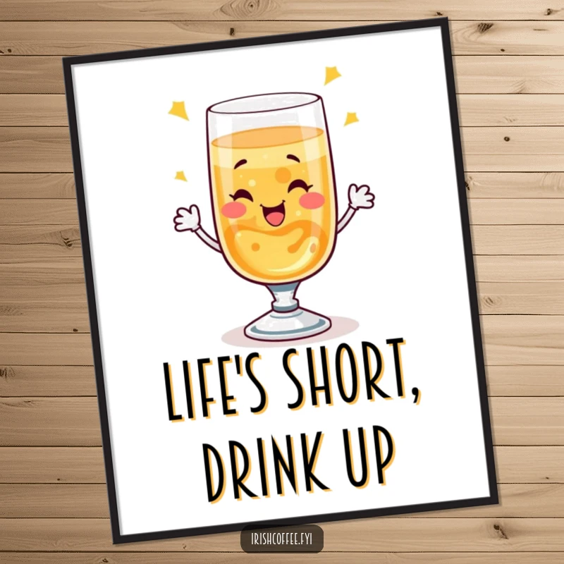 Funny Free Printable Wall Art: A winking whiskey glass performs a bubbly toast, adding a humorous touch to any room.