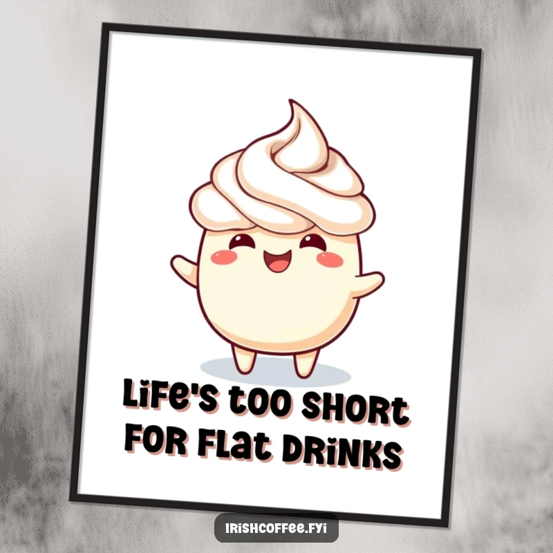 Funny Free Printable Wall Art: a delightful frothy topping doing a joyful wiggle, spreading cheerful energy.