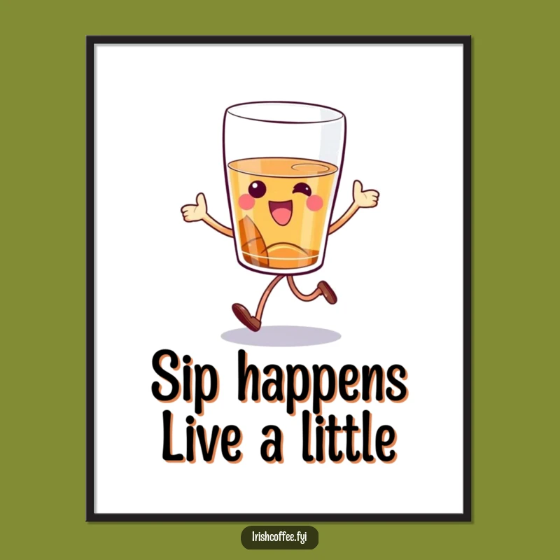 Free Printable Wall Art: Funny Hopping Whiskey Glass, Quirky Home Decor Download