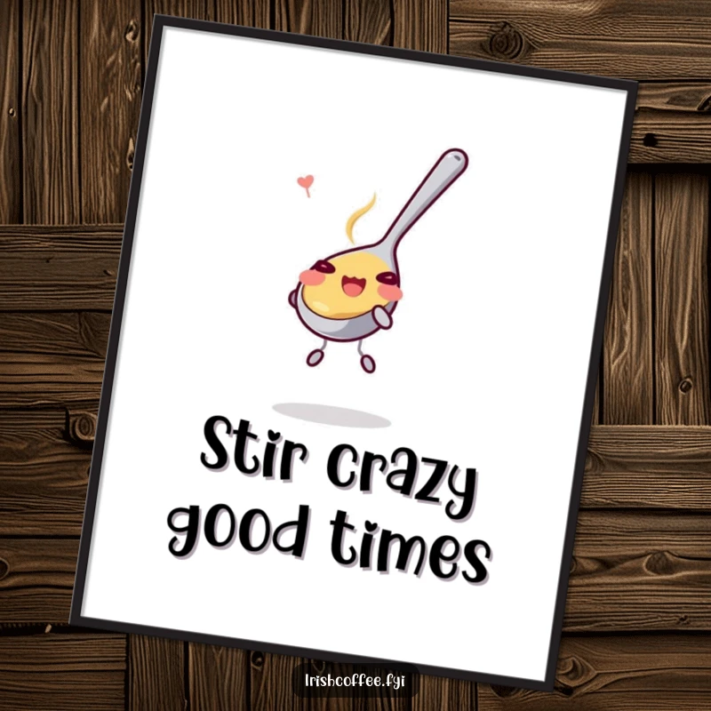 Funny Free Printable Wall Art: A cheerful teaspoon energetically stirring, bringing a whimsical, artistic touch to any wall.