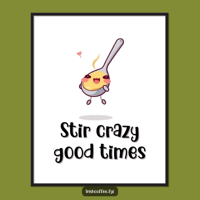 Free Printable Wall Art: Happy Teaspoon Stirring Joy, Downloadable Funny Kitchen Decor