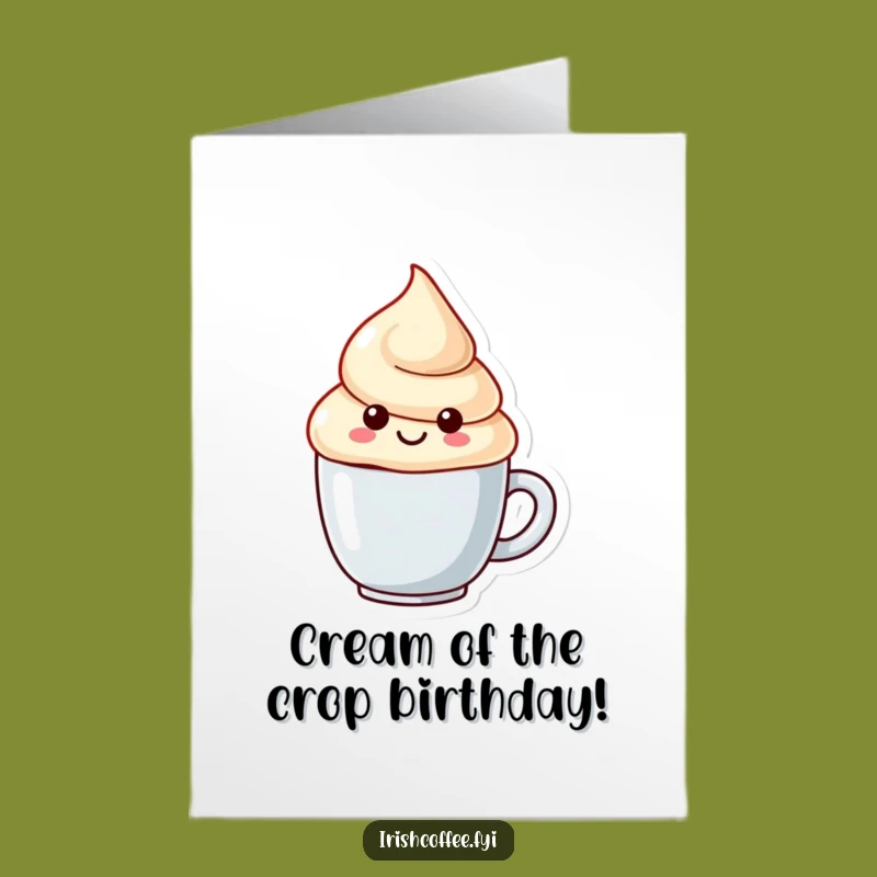 Free Printable Birthday Card: Smiling Cream Dollop Mug Fun Downloadable Gift