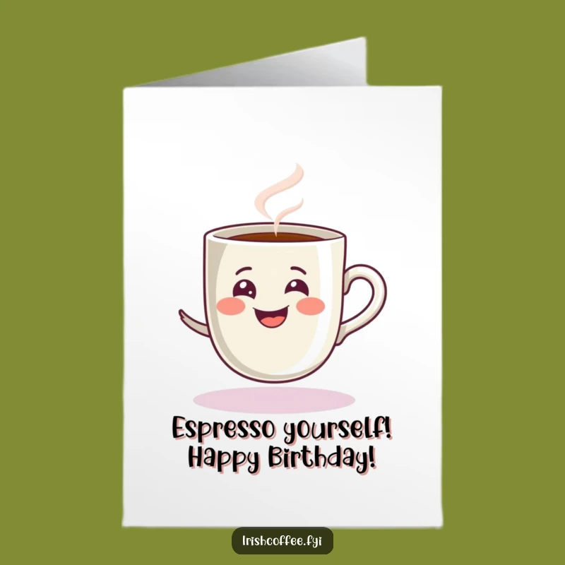 Free Printable Birthday Card: Espresso Spin Humor, Downloadable Celebration Greeting