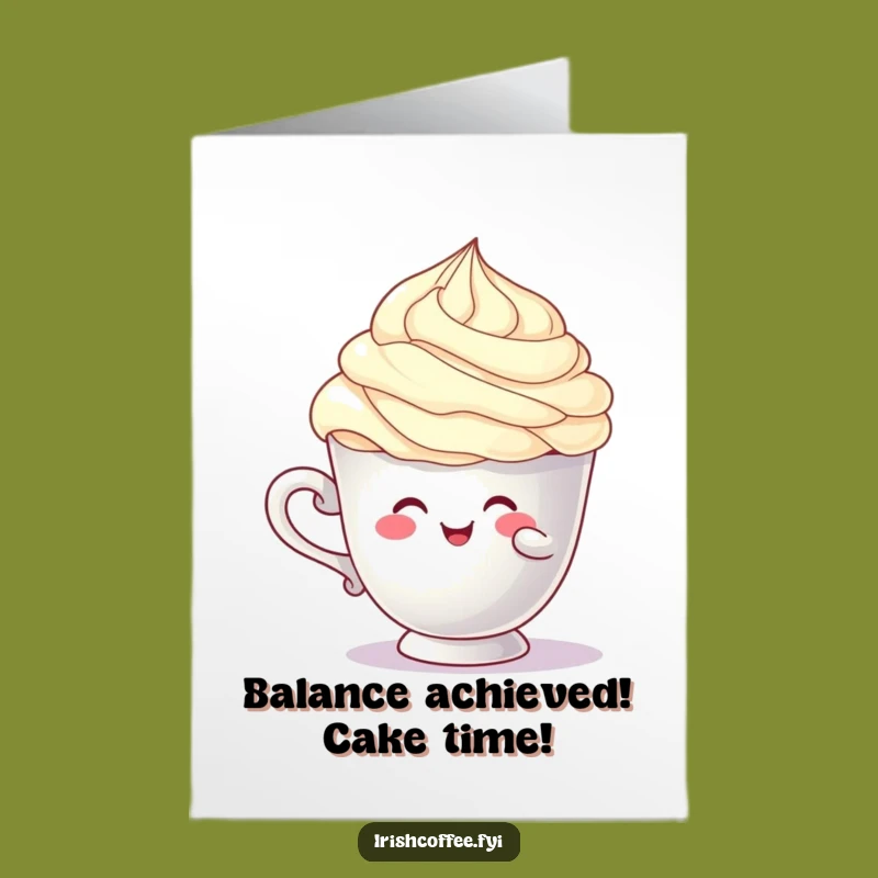 Free Printable Birthday Card: Balancing Cup Character, Funny Downloadable Gift!