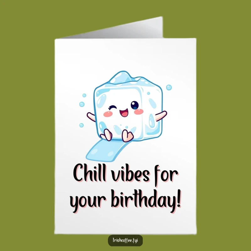 Free Printable Birthday Card: Cool Ice Cube Slide Fun Downloadable Gift