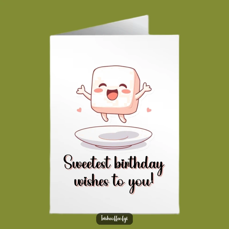 Free Printable Birthday Card: Jumping Sugar Cube Adds Sweet Excitement to Wishes