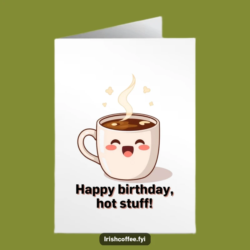 Free Printable Birthday Card: Dancing Coffee Mug Funny Downloadable Gift