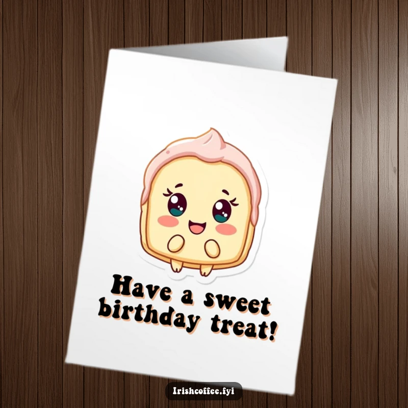 Funny Free Printable birthday card: A happy pastry shard joyfully bobbing. A charming and humorous card for any birthday celebration.