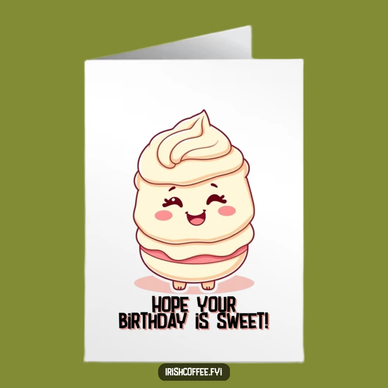 Free Printable Bday Card: Winking Cream Swirl Character Spreading Birthday Joy Instantly