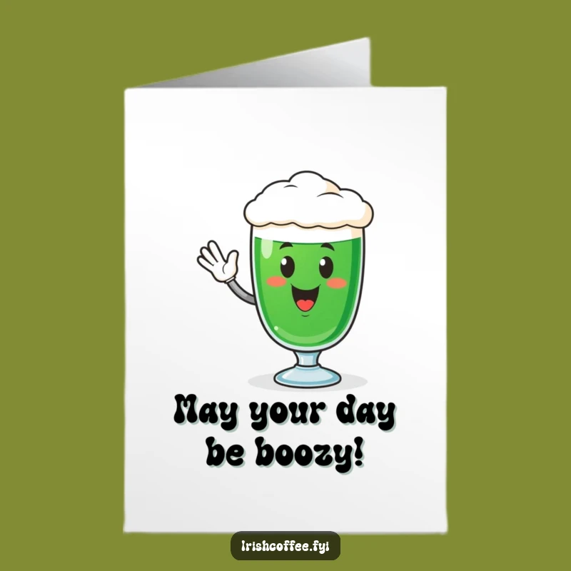 Free Printable Birthday Card: Cheerful Irish Coffee Glass Funny Downloadable Gift