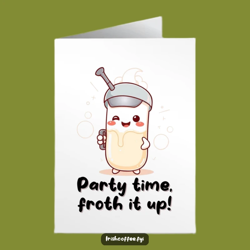 Free Printable Birthday Card: Excited Milk Frother Funny Downloadable Gift