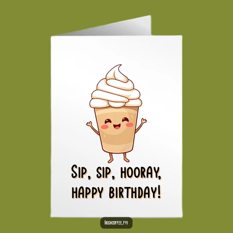 Free Printable Birthday Card: Funny Coffee Dance, Whipped Cream Hat, Hilarious Downloadable Gift