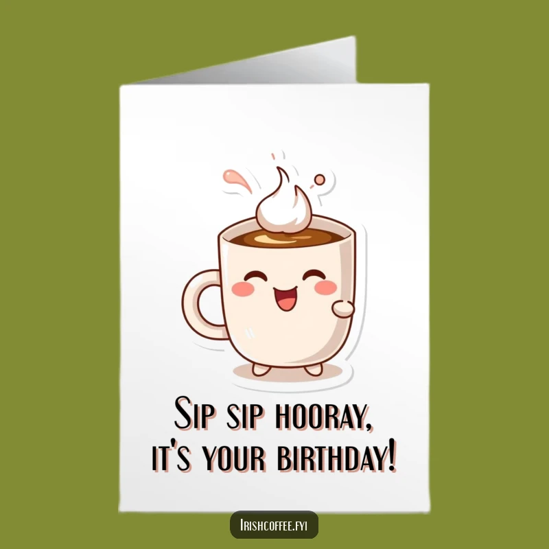 Free Printable Birthday Card: Mug Enjoying Coffee, Happy Celebration