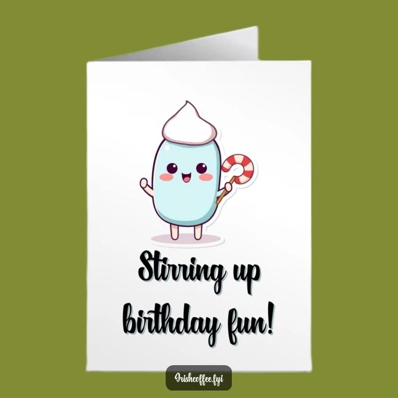 Free Printable Birthday Card: Stir Stick Candy Cane Funny Downloadable Sweet Gift