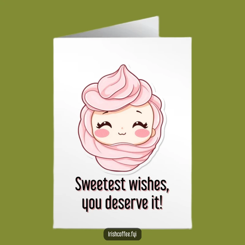 Free Printable Birthday Card: Shy Whipped Cream Swirl Blush, Funny Downloadable Gift