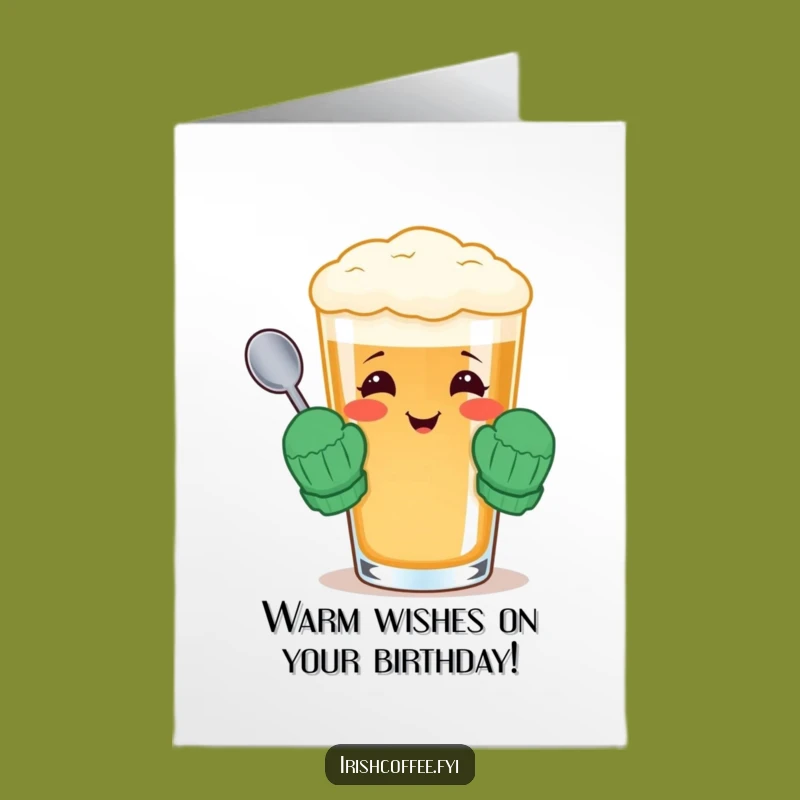 Free Printable Birthday Card: Cozy Irish Coffee Glass Funny Downloadable Gift