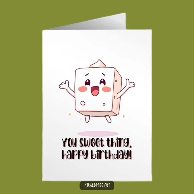 Free Printable Birthday Card: Surprised Sugar Cube Jump, Funny Downloadable Gift