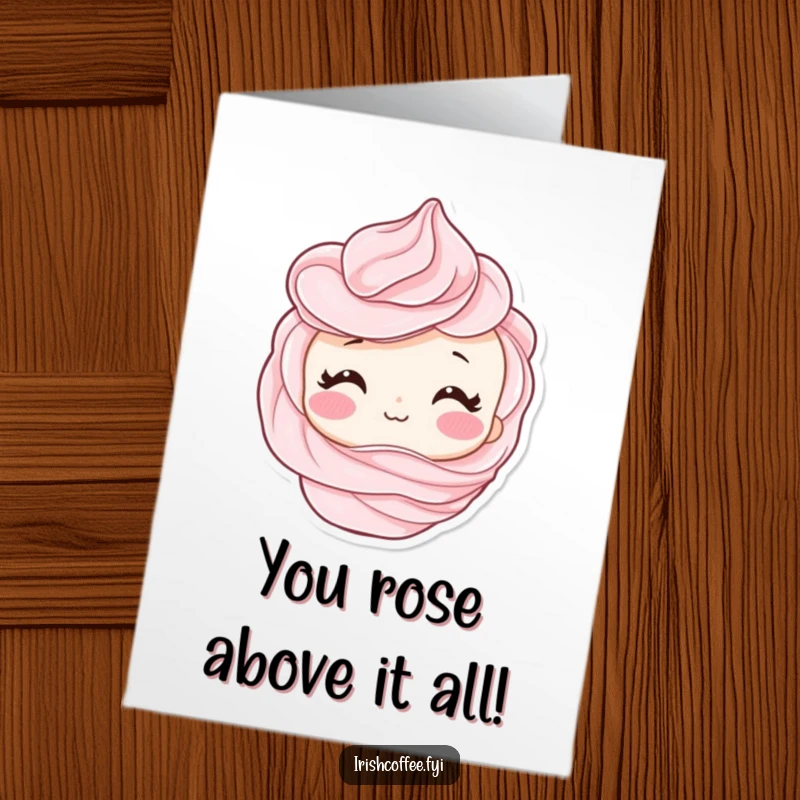 Funny Free Printable Congratulations Card: A shy whipped cream swirl blushing, perfect for celebrating achievements with humor.