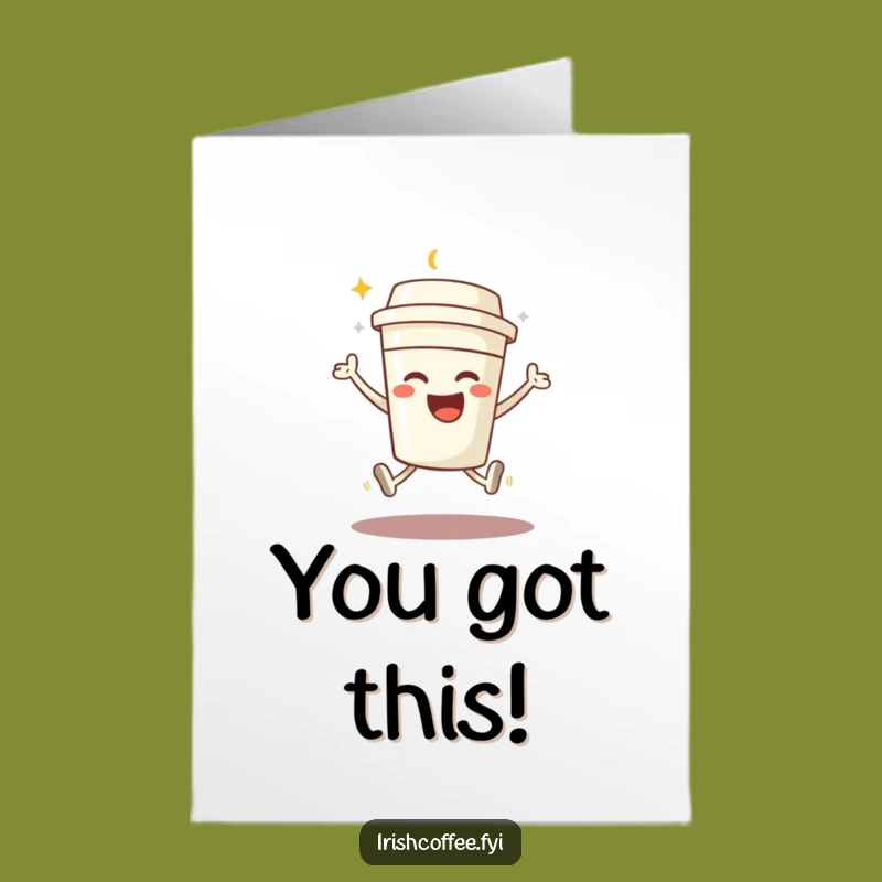 Free Printable Congrats Card: Joyful Coffee Jump - Funny Celebration Downloadable!