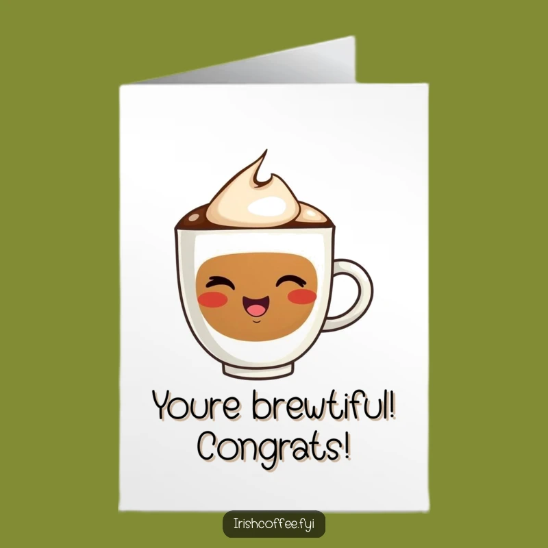 Free Printable Congrats Card: Winking Coffee Cup, Humorous Downloadable Gift!