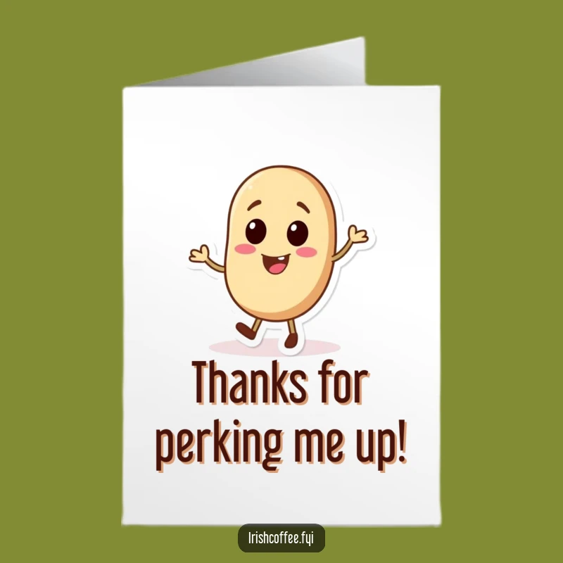 Free Printable Thank You Card: Dancing Coffee Bean Expressing Thanks Funny Gift
