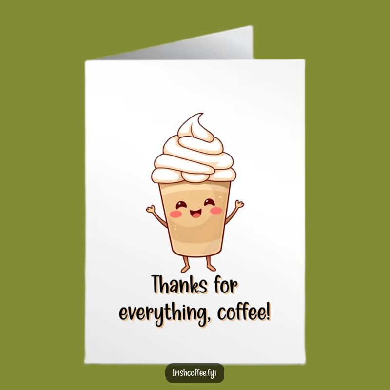 Free Printable Thank You Card: Funny Coffee Thanks, Whipped Cream Hat, Hilarious Downloadable