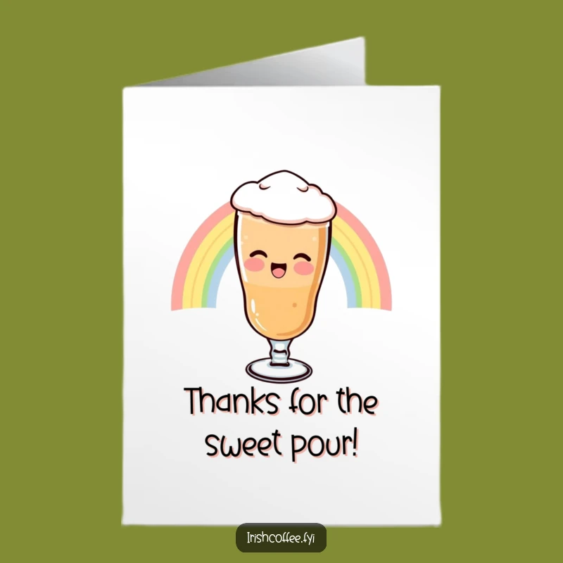 Free Printable Thank You Card: Funny Irish Coffee Rainbow, Hilarious Downloadable, Print at Home Gratitude