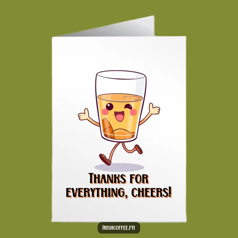 Free Printable Thank You Card: Giddy Hopping Whiskey Glass, Express Gratitude Fun