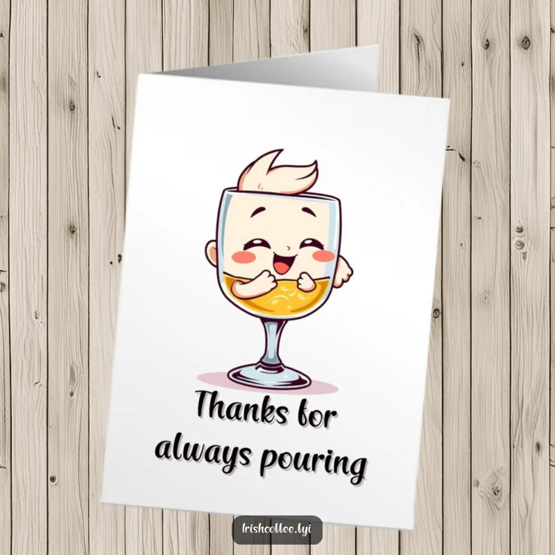 Funny Free Printable Thank You Card: A happy whiskey glass clinking, joyfully expressing thanks and appreciation.