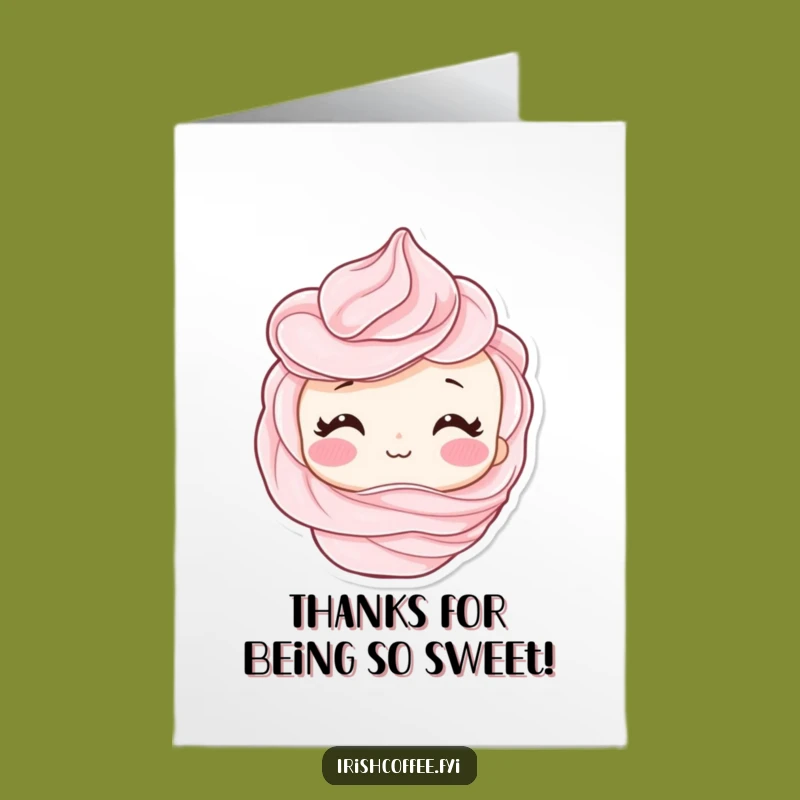 Free Printable Thank You Card: Shy Whipped Cream Swirl, Funny Downloadable Appreciation Gift