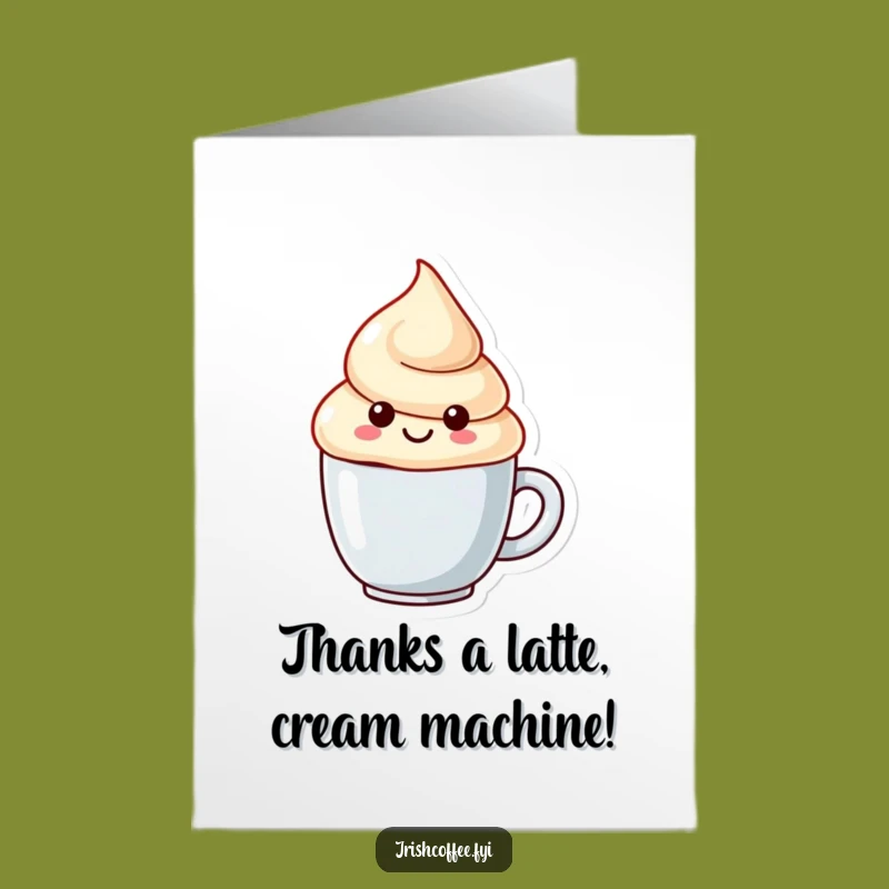 Express your thanks with this sweet free printable card featuring a cream dollop in a mug. Simple to print at home for a heartfelt touch.