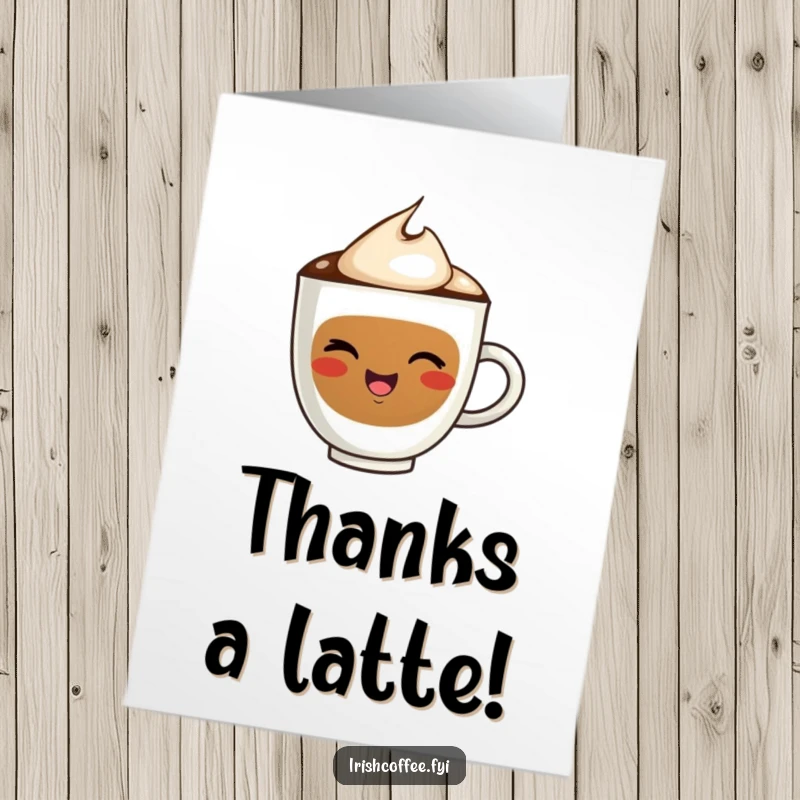 Funny Free Printable Thank You Card: A coffee cup winks, offering a warm and humorous thank you message.